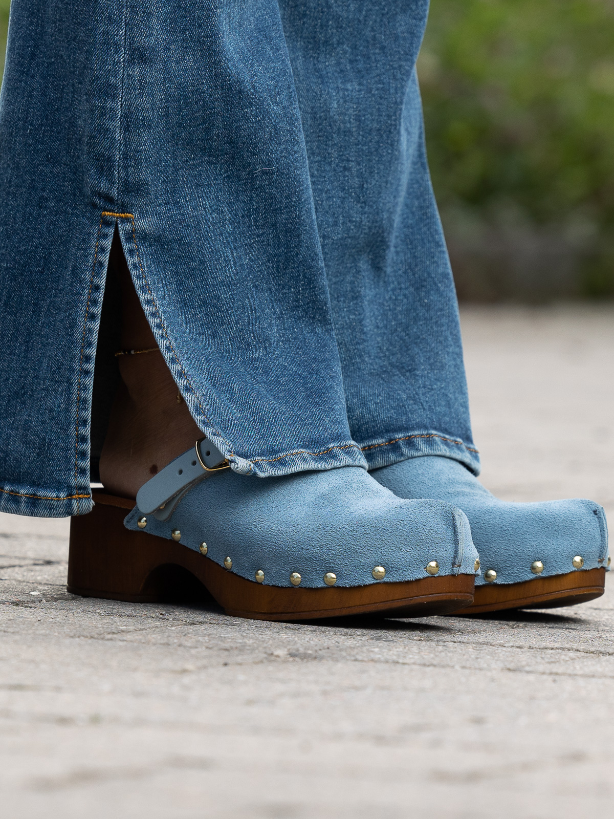 Clogs Suede Leather Lt Blue - Bilde 19