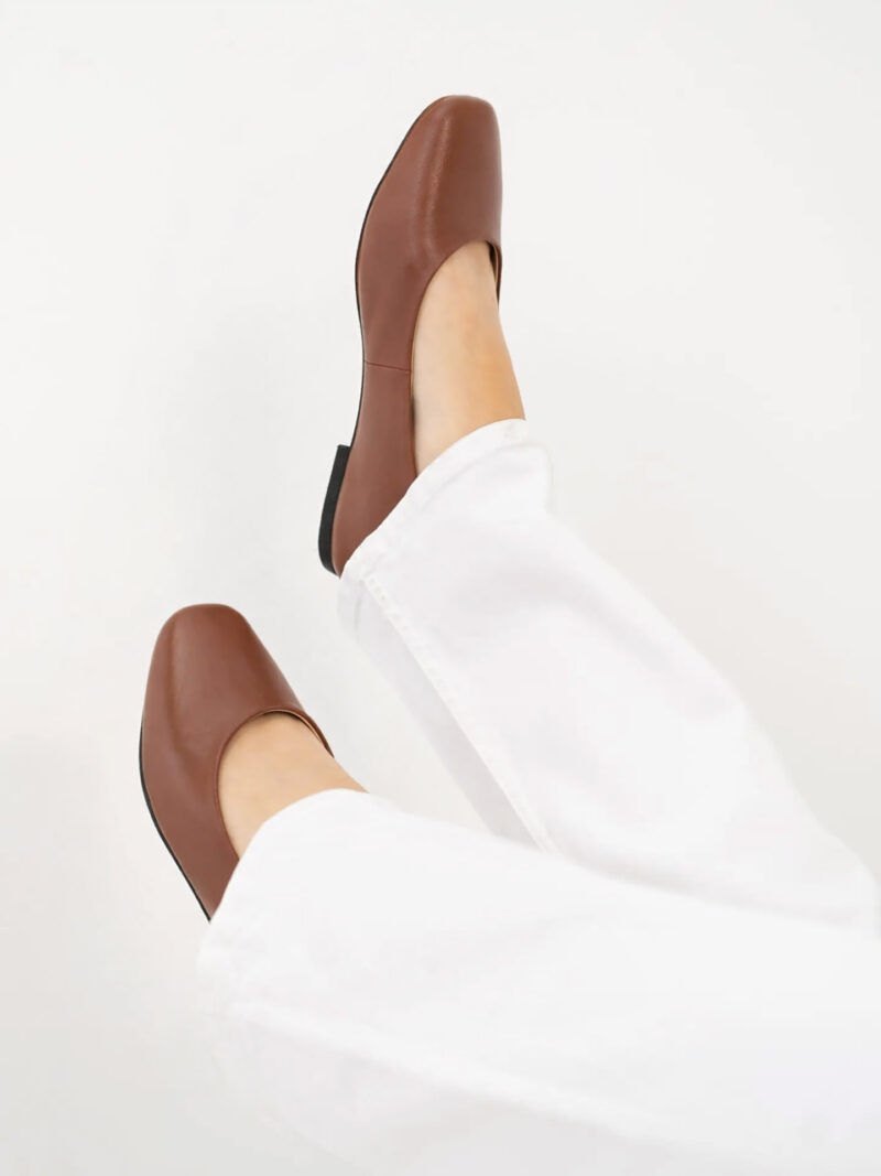 Roberto Rosso Trieste Ballerina Leather - cognac - svart såle