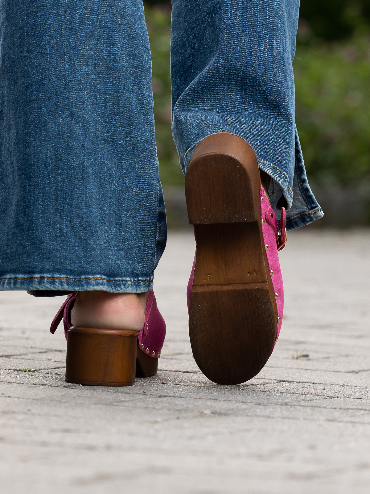 Clogs Suede Leather Fuxia - Bilde 4