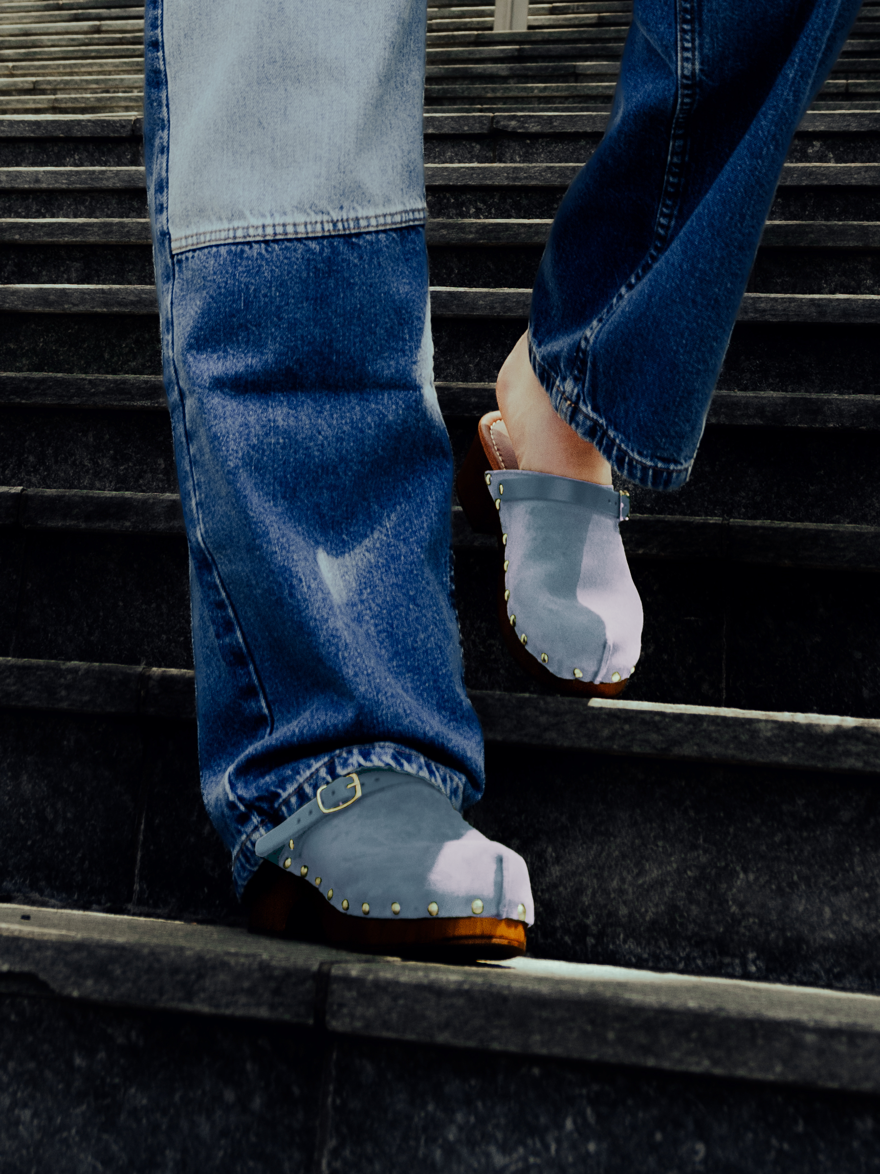 Clogs Suede Leather Lt Blue - Bilde 17