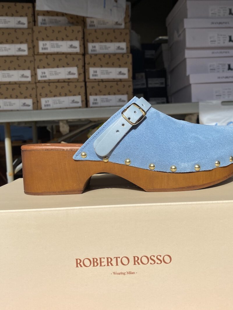 Clogs Suede Leather Lt Blue