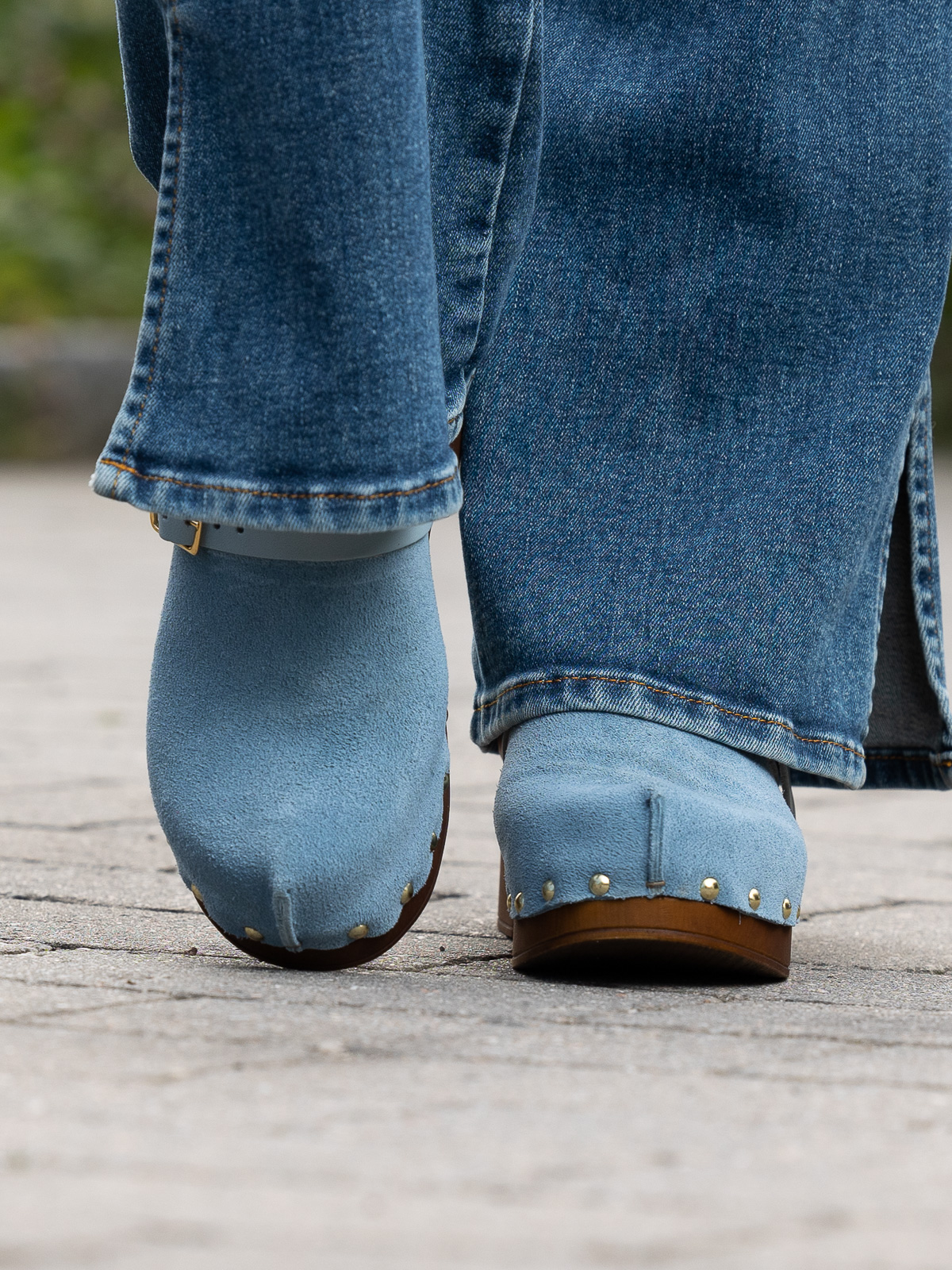 Clogs Suede Leather Lt Blue - Bilde 12